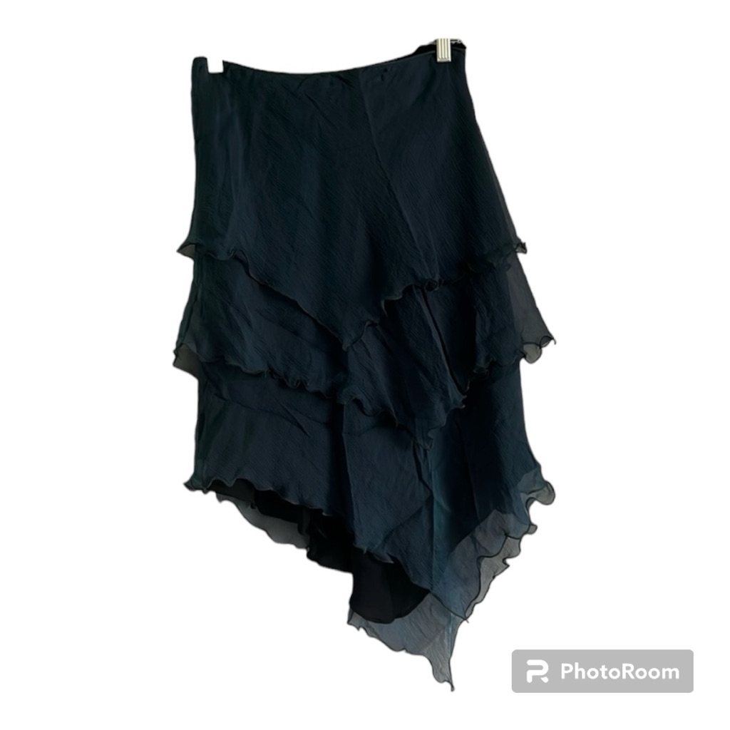 Neil Bieff Peacock Blue Chiffon Skirt